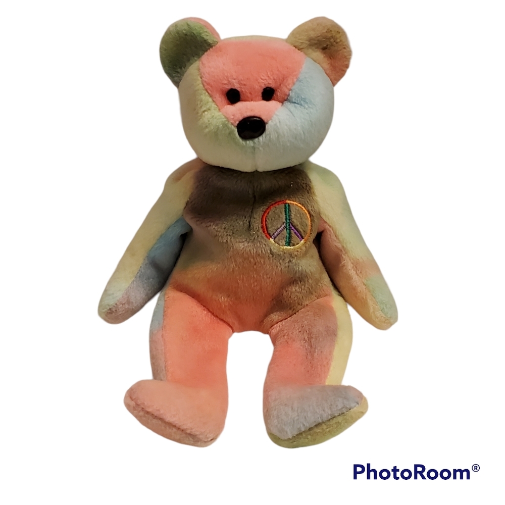 Ty Beanie Baby: Peace The Neon Bear - Multicolor
